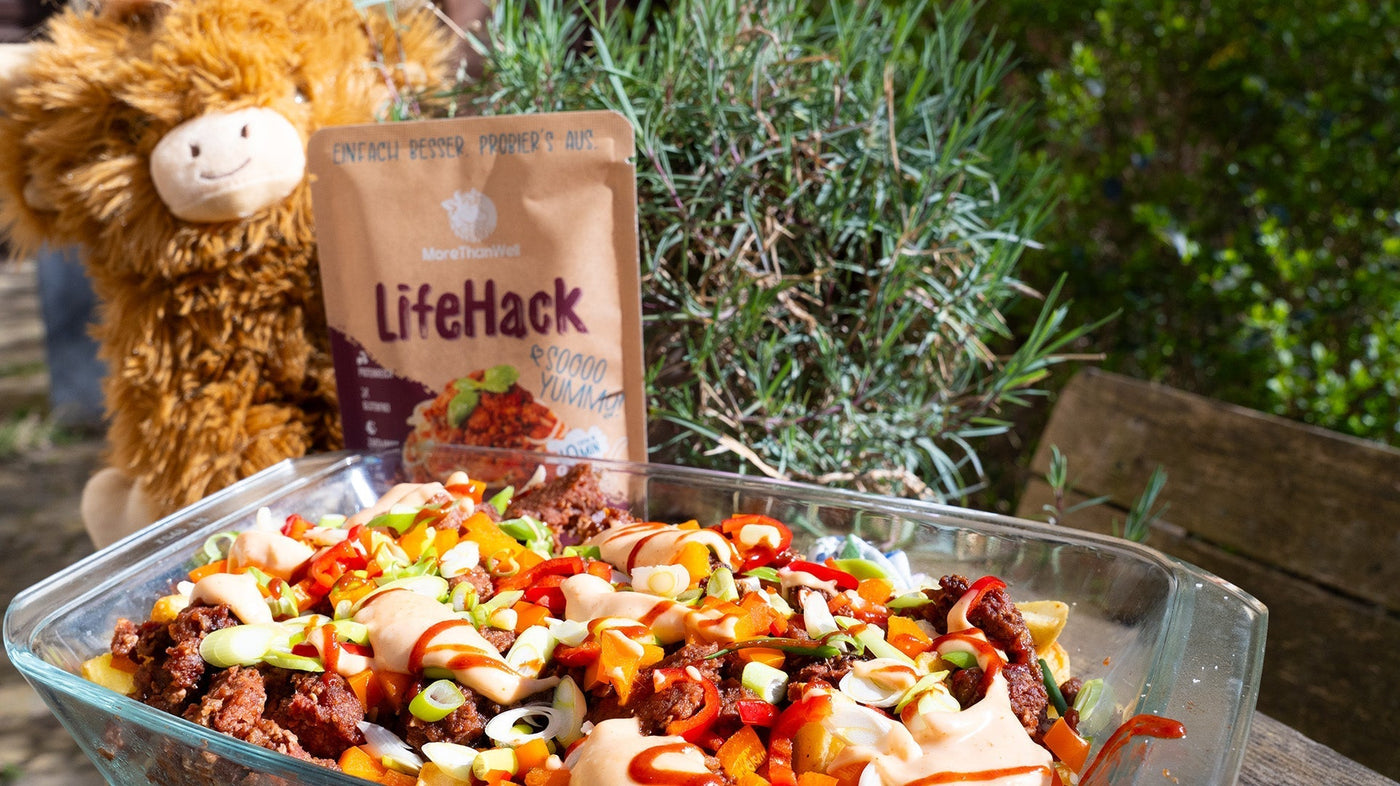 Vegane koreanische Bulgogi Loaded Fries aus dem AirFryer